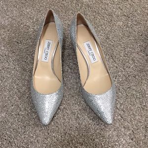 Jimmy Choo Romy 60 -Silver Glitter Fabric Heels